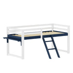 Children's Loft Bed 90x200 cm with Ladder & Table, White-Navy Blue
