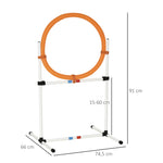 Dog Training Set Agility Jumping Ring Portable PE White + Orange