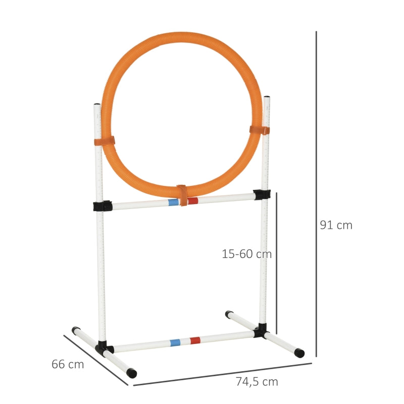 Dog Training Set Agility Jumping Ring Portable PE White + Orange