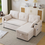 Sofa Bed L-Shaped Sleeping Function Storage Cup Holder Upholstered