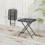 Folding Garden Table 70 x 70 cm, Weatherproof Steel, Black