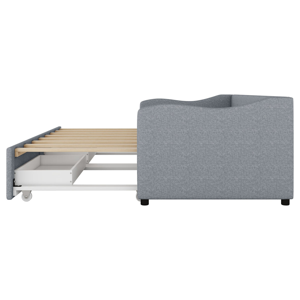 Upholstered Bed 90x200cm Triple Adjustable Headboard - White