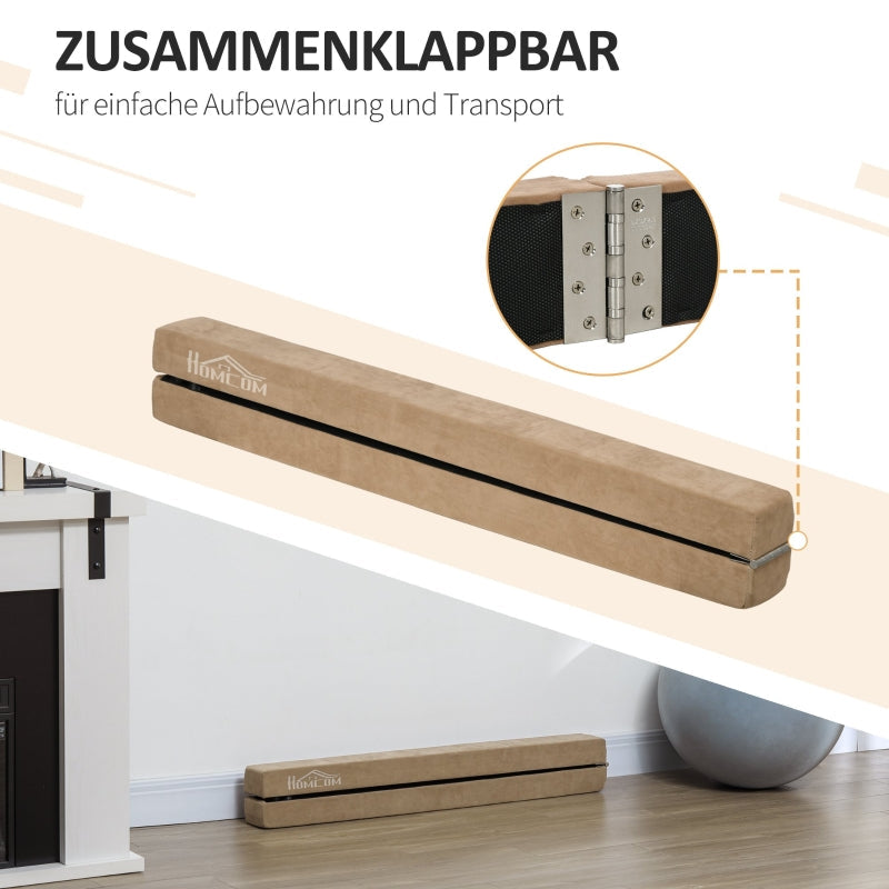 Foldable Balance Beam, Non-Slip Suede, Durable Wood, Brown