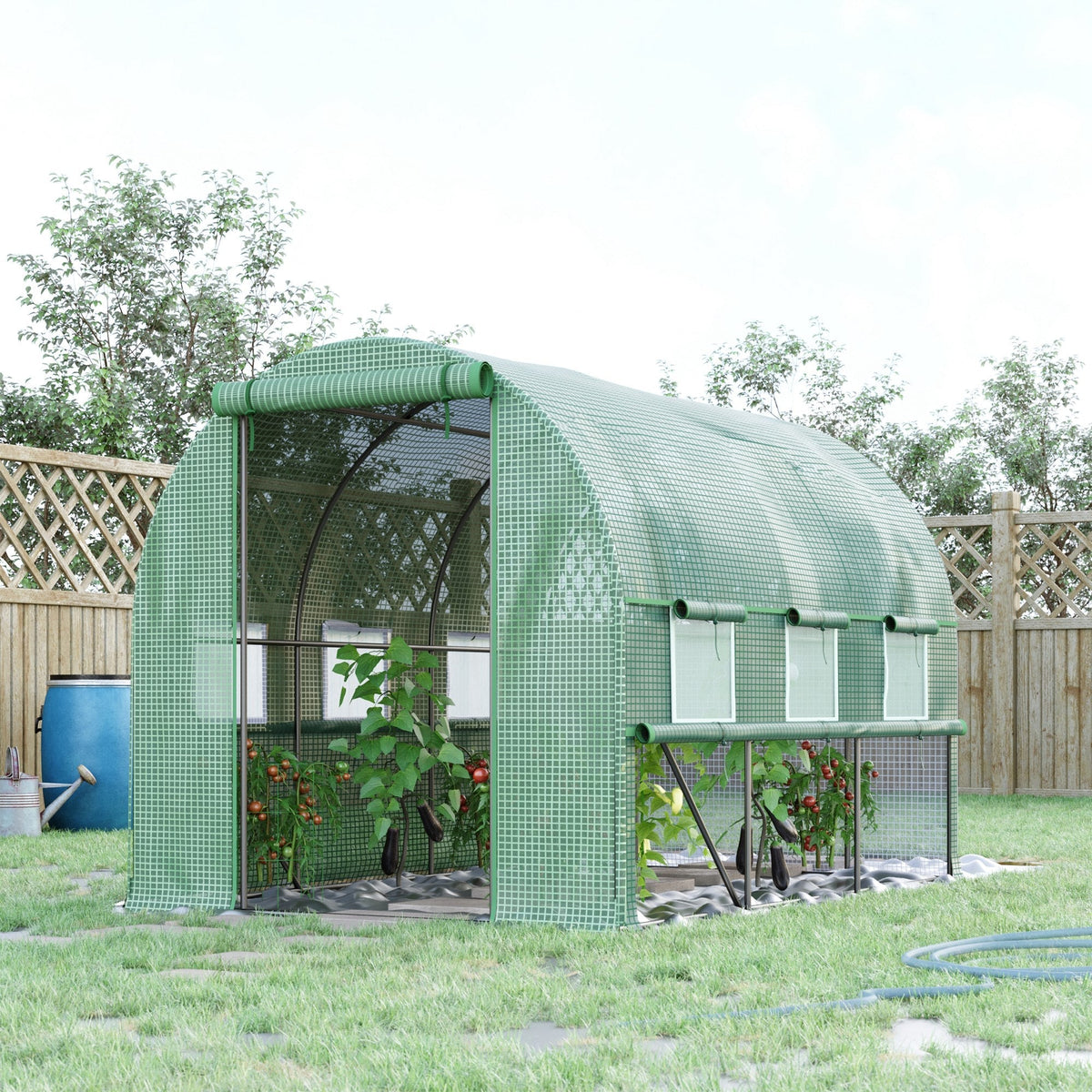 Walk-in Tunnel Greenhouse 2.95x2x2m 6 Windows UV Protection Garden