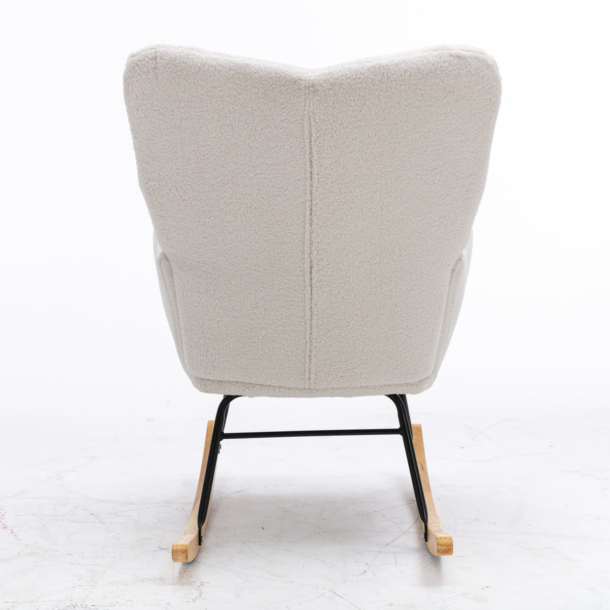 Mid Century Modern Rocking Chair with Tufted Cover, Padded Seat, White