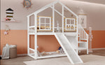 Bunk Bed with Slide & Stairs - Kids Cabin Bed, White Solid Wood