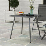Garden Table 80x80x74cm Weatherproof 4 Person Steel, Grey