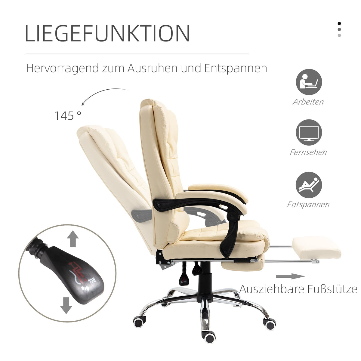 Executive Office Chair with Footrest, Ergonomic, Faux Leather