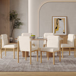 Dining Chairs Set of 4 Oak-Effect Frame Padded Sherpa Beige