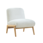 Scandinavian Lounge Chair with Wooden Frame and Soft Chenille Fabric, Ivory