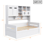 Wooden Sofa Bed 90x200cm with Hydraulic Storage in White