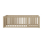 Children's bed 140x200 wooden floor bed frame with fence and door, wood color