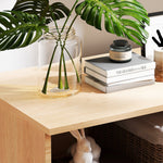 Wicker Nightstand Single Door Rustic Natural Wood Look