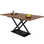 Telescopic Dining Table Extendable 120-160cm Crossed Iron Legs - Walnut