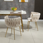 Velvet Dining Chair Set, Luxurious Modern with Gold Metal Legs, (Set of 2)