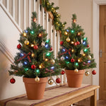 Illuminated Christmas Tree Set of 2, 60cm 60 LED Lights, Green