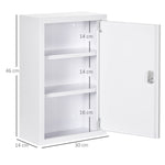 kleankin Medicine Cabinet, 3 Layers, Lockable, Steel, White