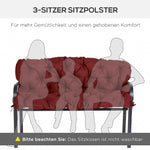 3-seater Bench Cushion with Ties, Outdoor/Indoor Seat Pad 150x98x8 cm, Red