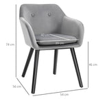 Dining Chairs, Set of 2, Upholstered with Backrest, Velvet Grey