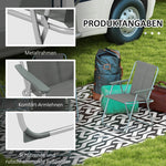 Folding Chair Set of 4, Foldable Garden Camping with Backrest Armrest, Oxford Grey