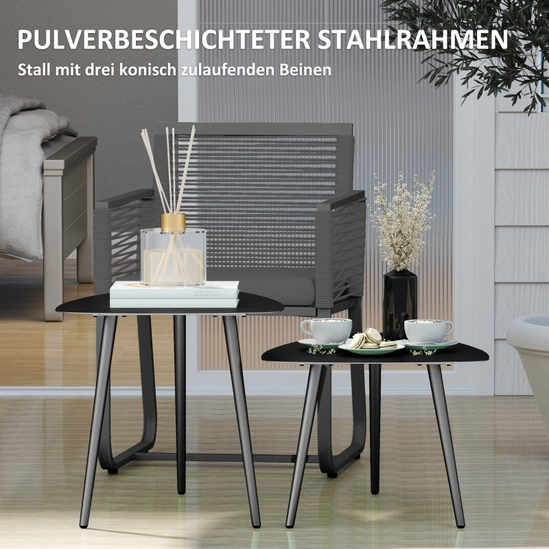Coffee Table Set of 2, Steel, Black