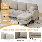 L-shaped Corner Sofa with Chaise Longue, 3-Seater Modular Design, Corduroy Fabric
