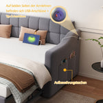Upholstered Bed Sofa, 2-in-1 Multifunctional with Socket & Storage, Gray Velvet
