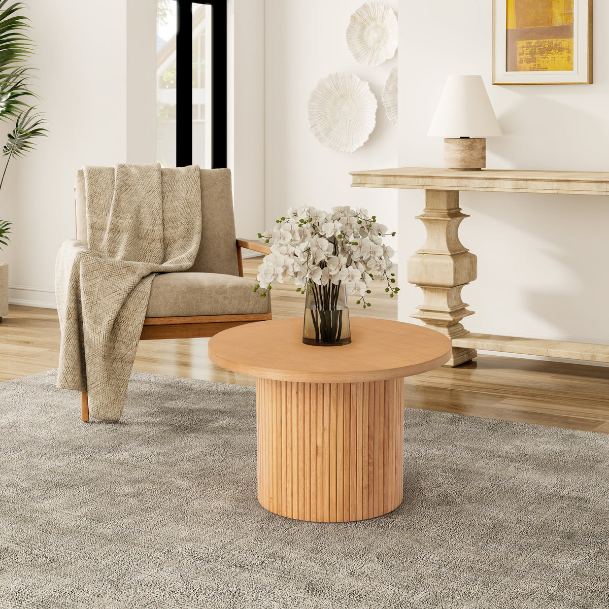 Coffee Table Round Solid Wood