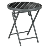 Folding Table Side Table Glass Top Black