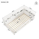 Daybed with Storage Compartment, USB Port and Slatted Base, White Chipboard