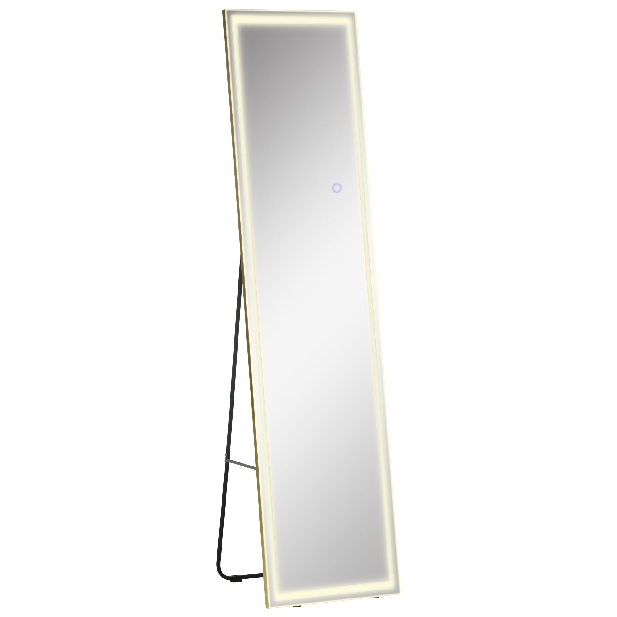 Wall Mirror, LED Standing Full Length, Aluminum Silver Gold