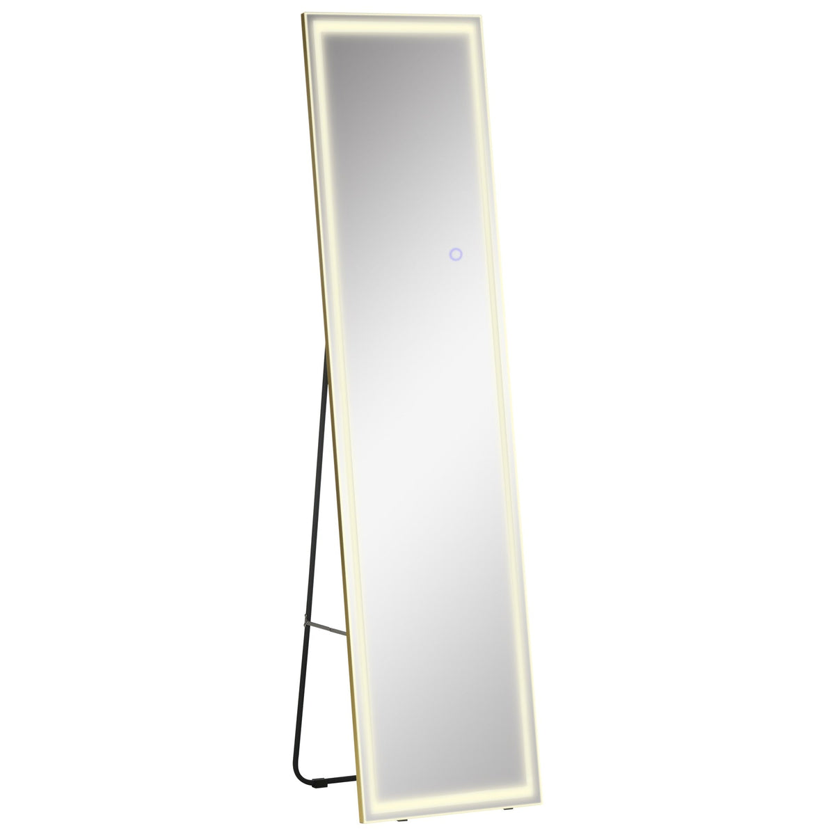 Wall Mirror, LED Standing Full Length, Aluminum Silver Gold