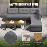 Multi-purpose Garden Furniture Set with Adjustable Backrest, Reclining Function and Storage, Dark Grey