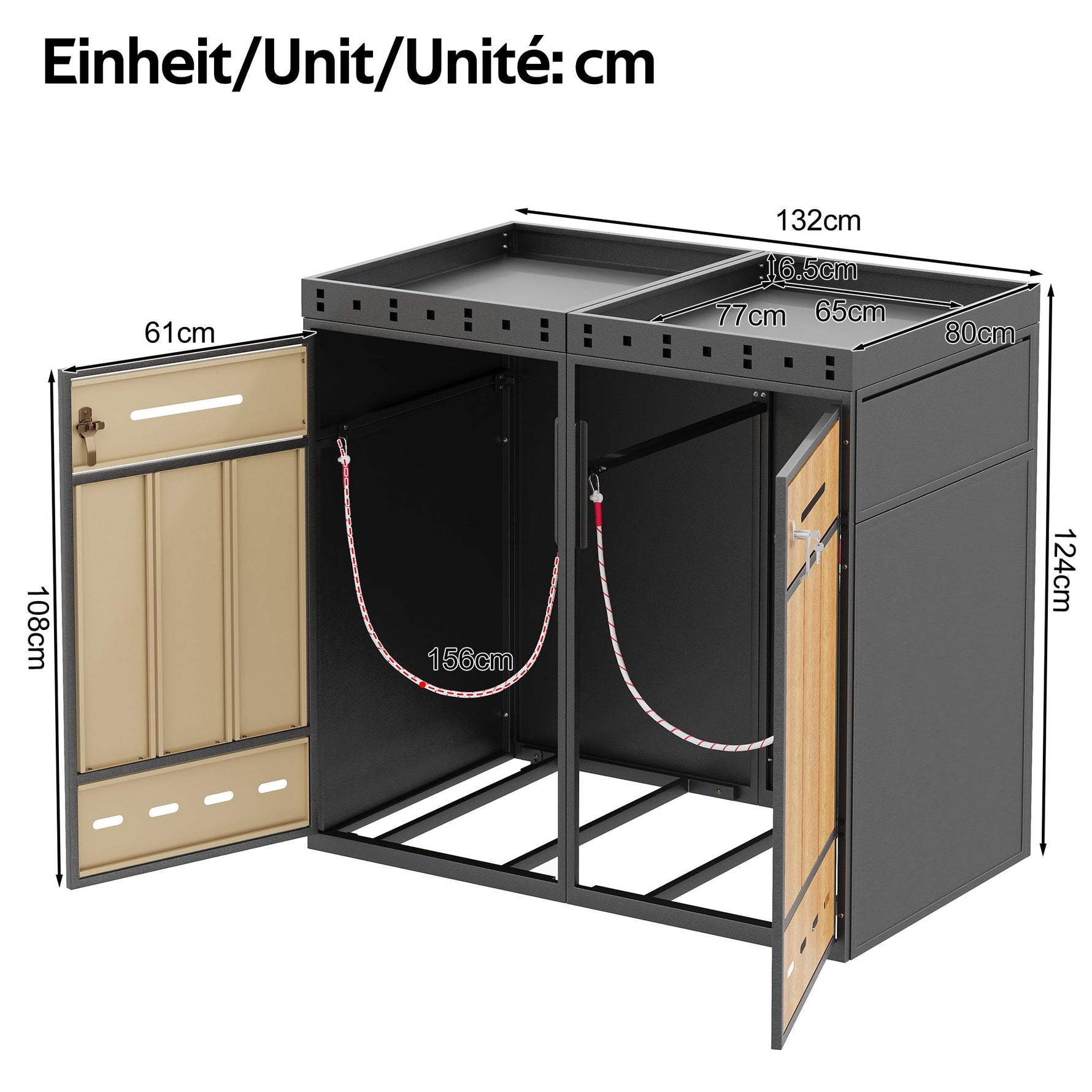 Bin Storage Unit with Green Roof and 120-240L Enclosure, Metal