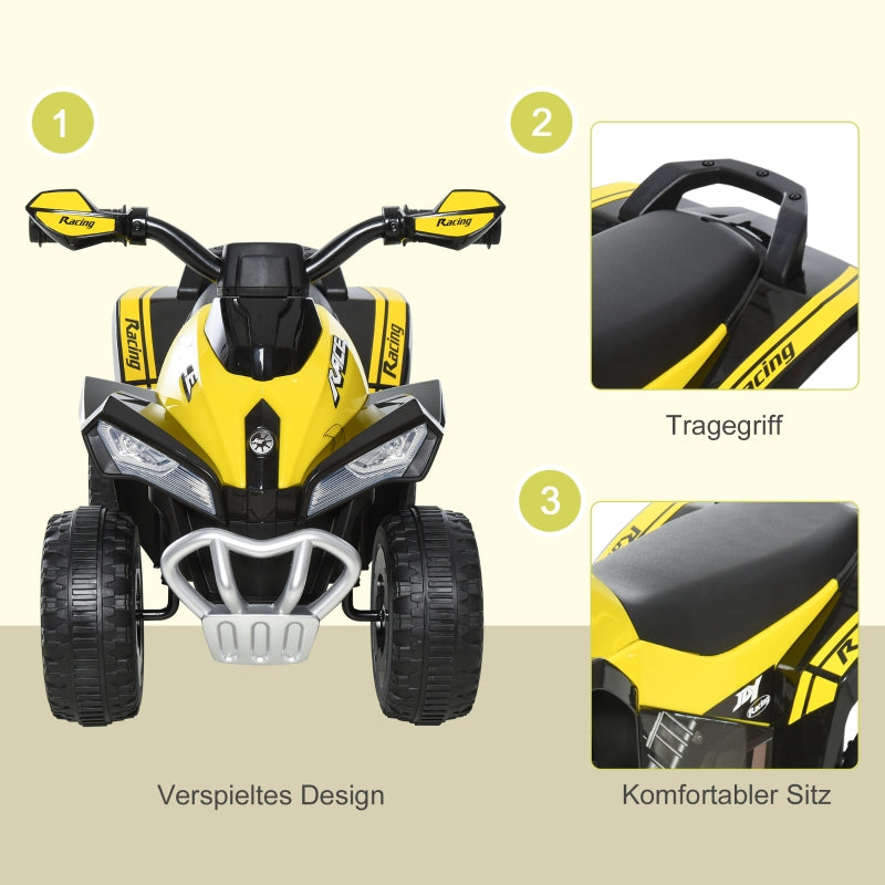 Children's Ride-On Pedal Car with light, music, for 18-36 months, yellow plastic and steel