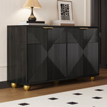 Sideboard with Four Molded Doors and Adjustable Shelves, Metal Handles and Ball-Shaped Legs
