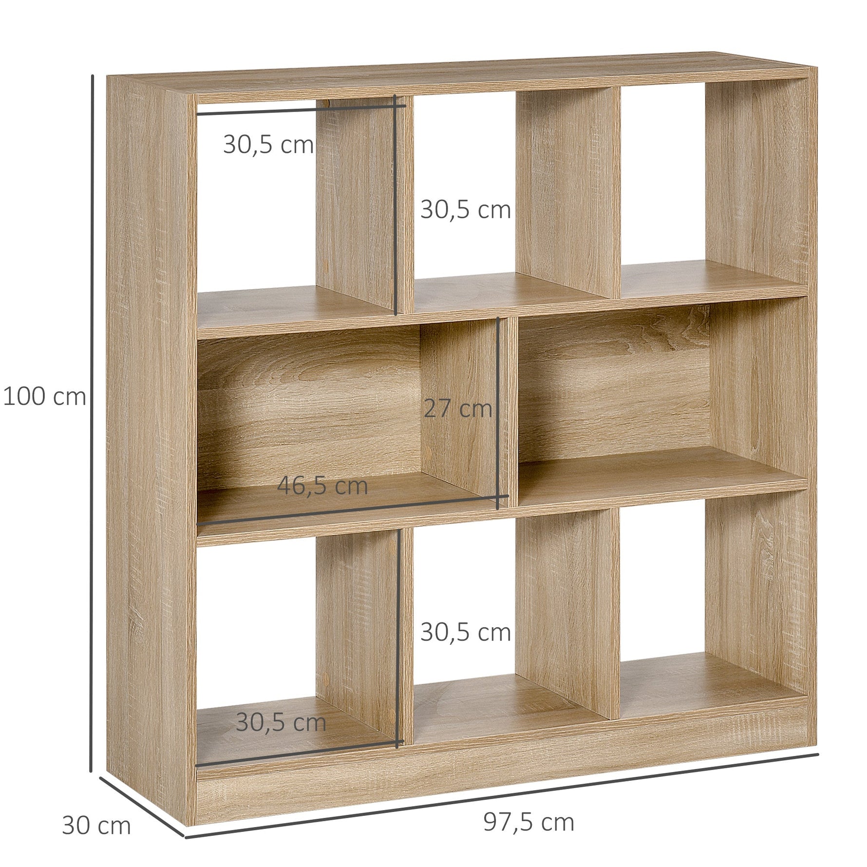Bookcase 3-Tier Storage Shelf Natural