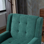 Upholstered Armchair with Buttoned Padding and Solid Wood Legs, Suede Black