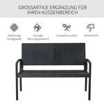 Polyrattan Garden Bench 2-Seater Park Bench Steel Frame Wicker, Black