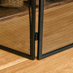 Fireplace Guard, 3-Panel Folding Screen, Metal Black
