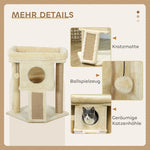Cat Tree, Jute Scratching Mat, Cat House, Beige