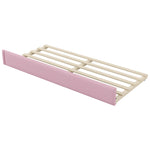 Upholstered Daybed 90x200cm with Trundle, Desk & LED, Pink