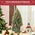Artificial Christmas Tree Table 170 Branches Snowy Berries Pine Cones Plastic