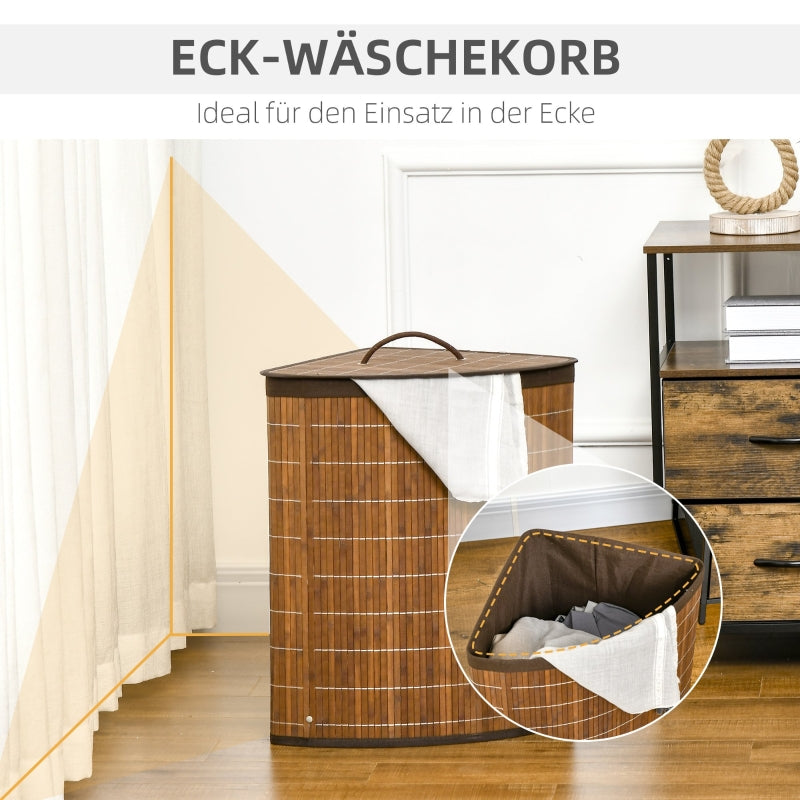 Laundry Basket, 55L Capacity with Removable Lid, Brown