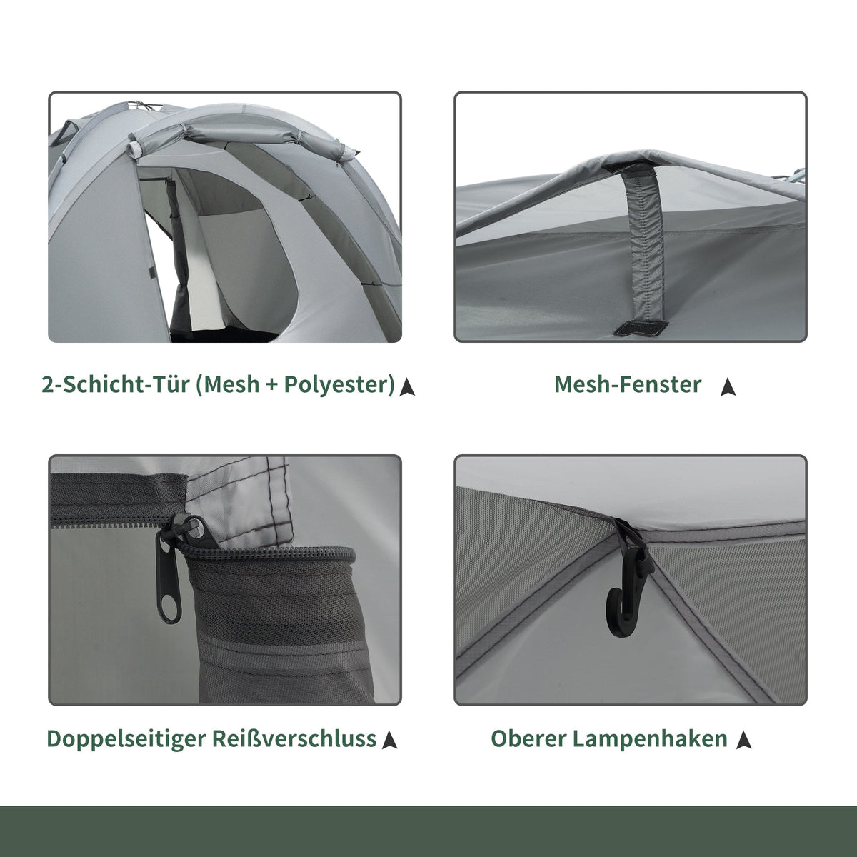 Camping Tent, Dome, 2-3 Person, Weatherproof, Grey