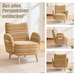 Armchair Modern Circular Pattern Side Pocket Solid Wood Legs - Fabric