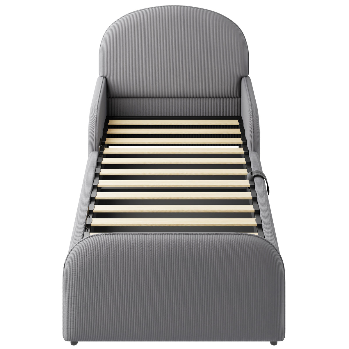 Children's Upholstered Bed 90x200 Hydraulic Storage, Grey Velvet