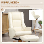 Recliner Chair with Footstool, Reclining & Rocking, High Backrest, Faux Leather