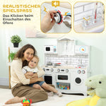 Children's Play Kitchen with Oven Sink and Accessories, White