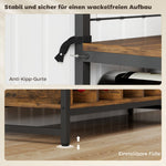 Kitchen Shelf with Worktop, Mesh Panels, 5 Hooks, Brown